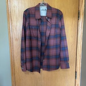 Plaid Button Down Shirt - Maroon and Blue